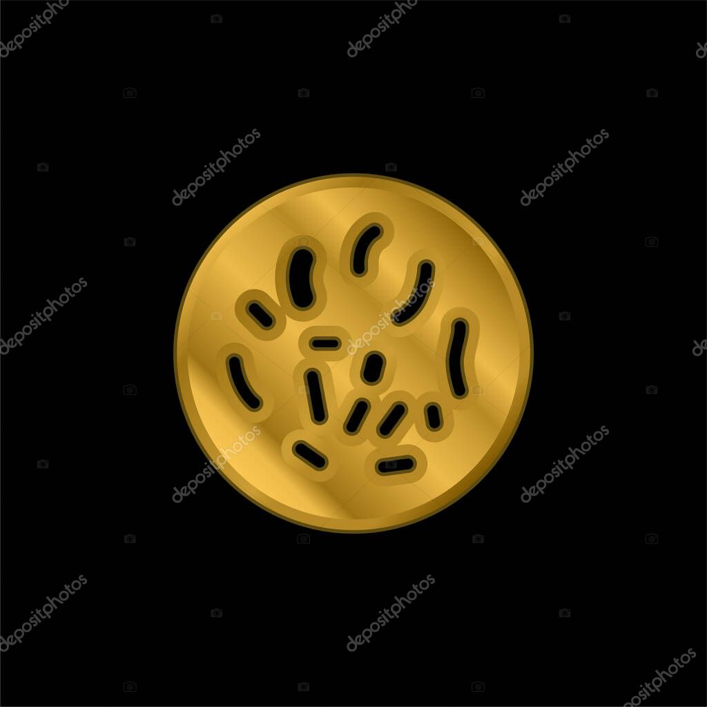 Bacteria Circle gold plated metalic icon or logo vector