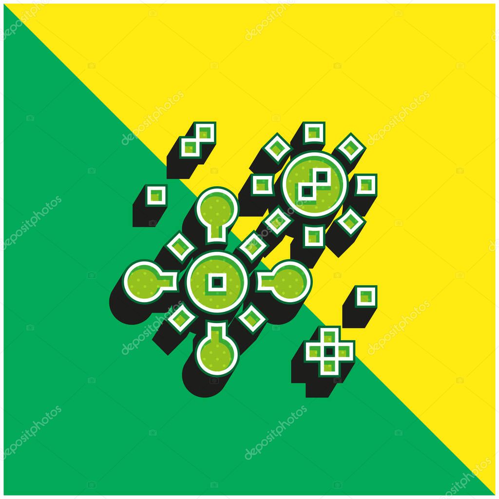 Bacterium Green and yellow modern 3d vector icon logo