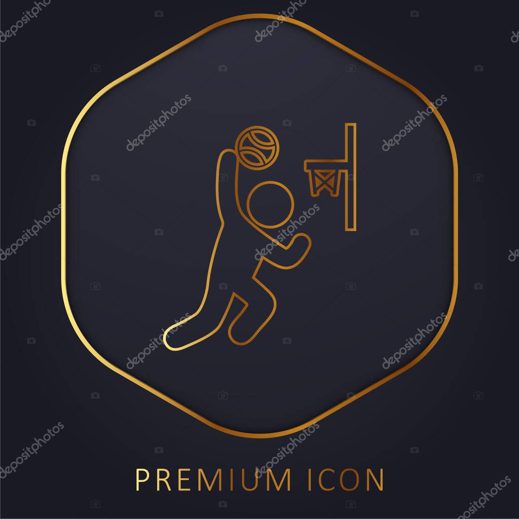Basketball Hook golden line premium logo or icon