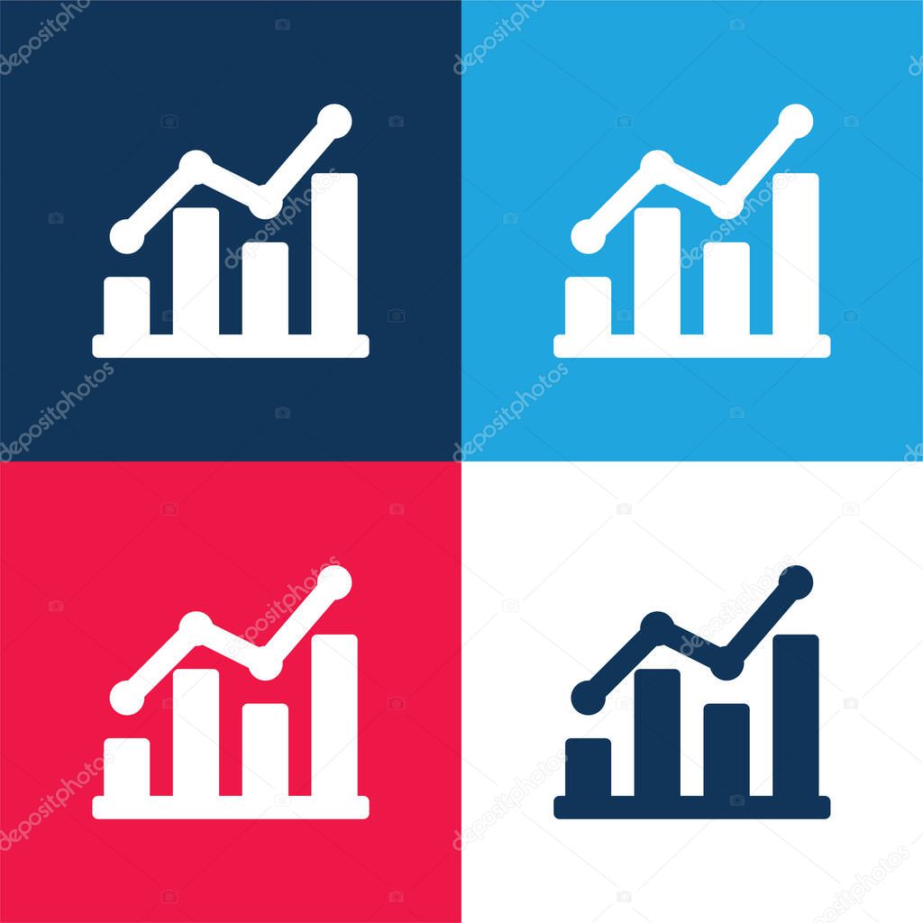 Bars blue and red four color minimal icon set