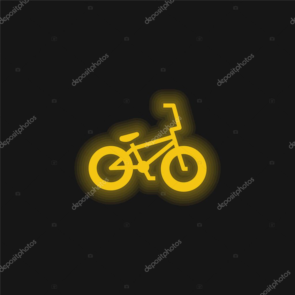 Bicycle yellow glowing neon icon