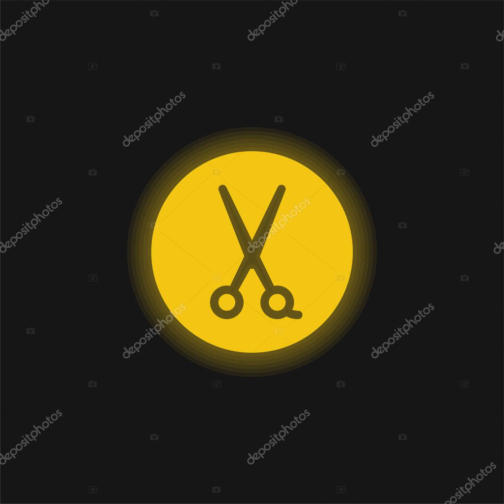 Barber Shop yellow glowing neon icon