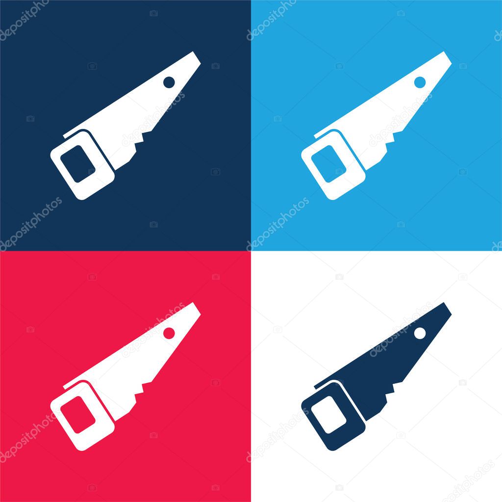 Black Saw blue and red four color minimal icon set