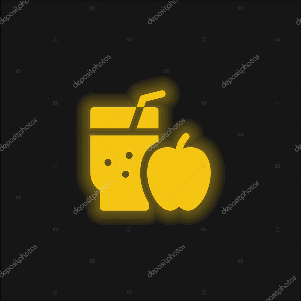 Apple Juice yellow glowing neon icon