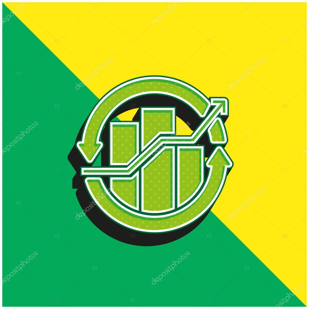 Bar Chart Green and yellow modern 3d vector icon logo