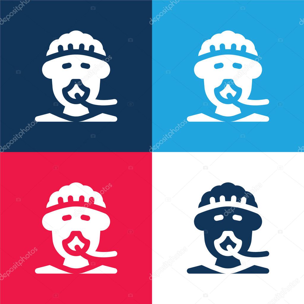 Anesthesia blue and red four color minimal icon set