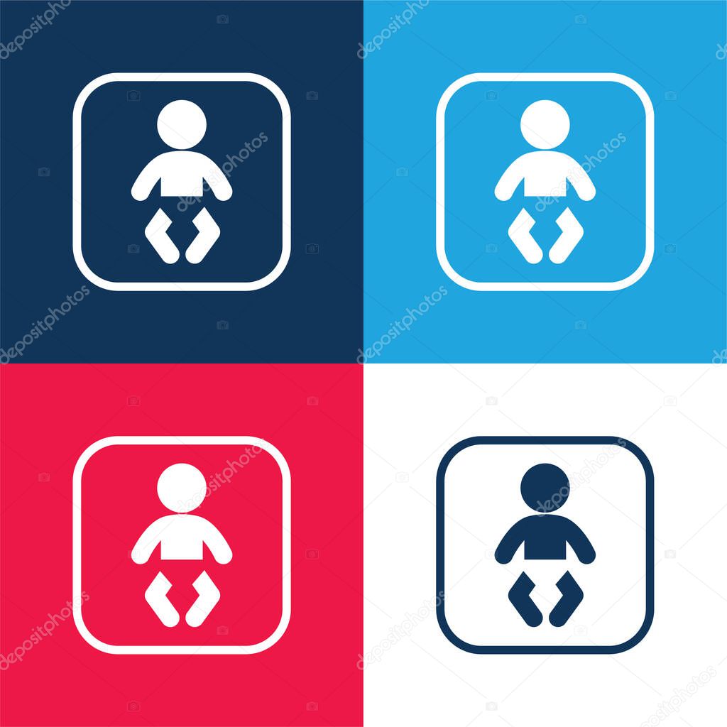 Baby Zone blue and red four color minimal icon set