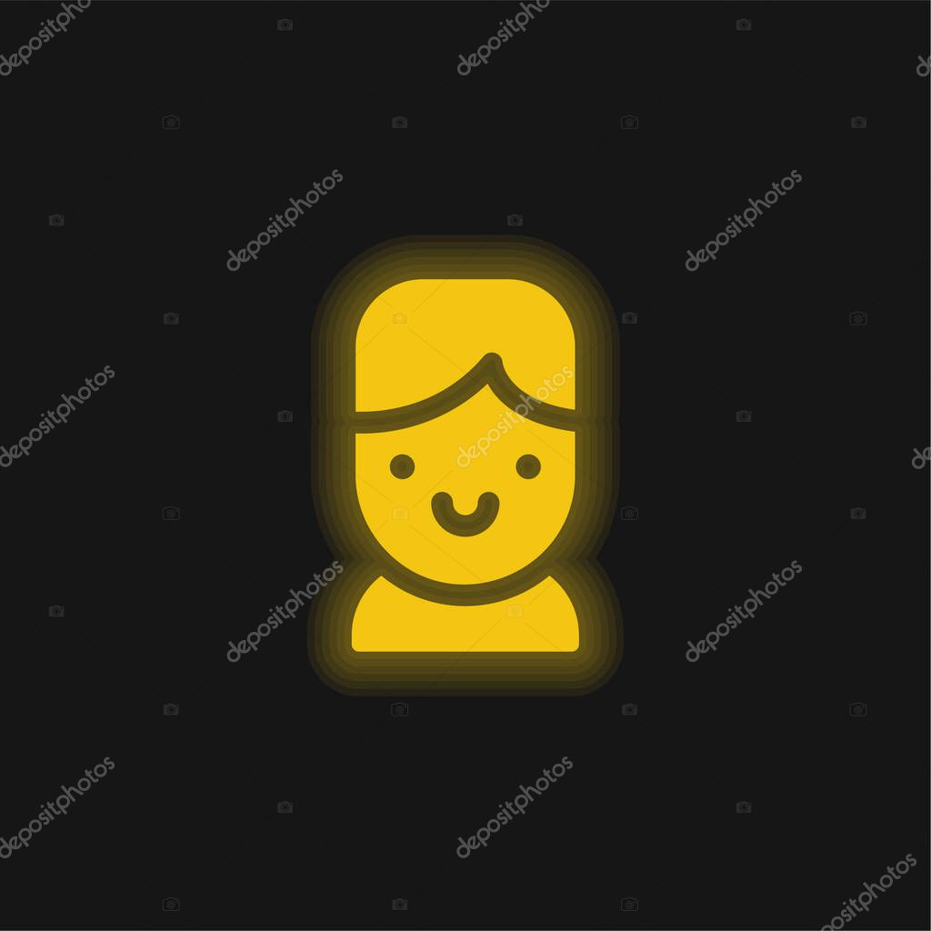 Boy yellow glowing neon icon