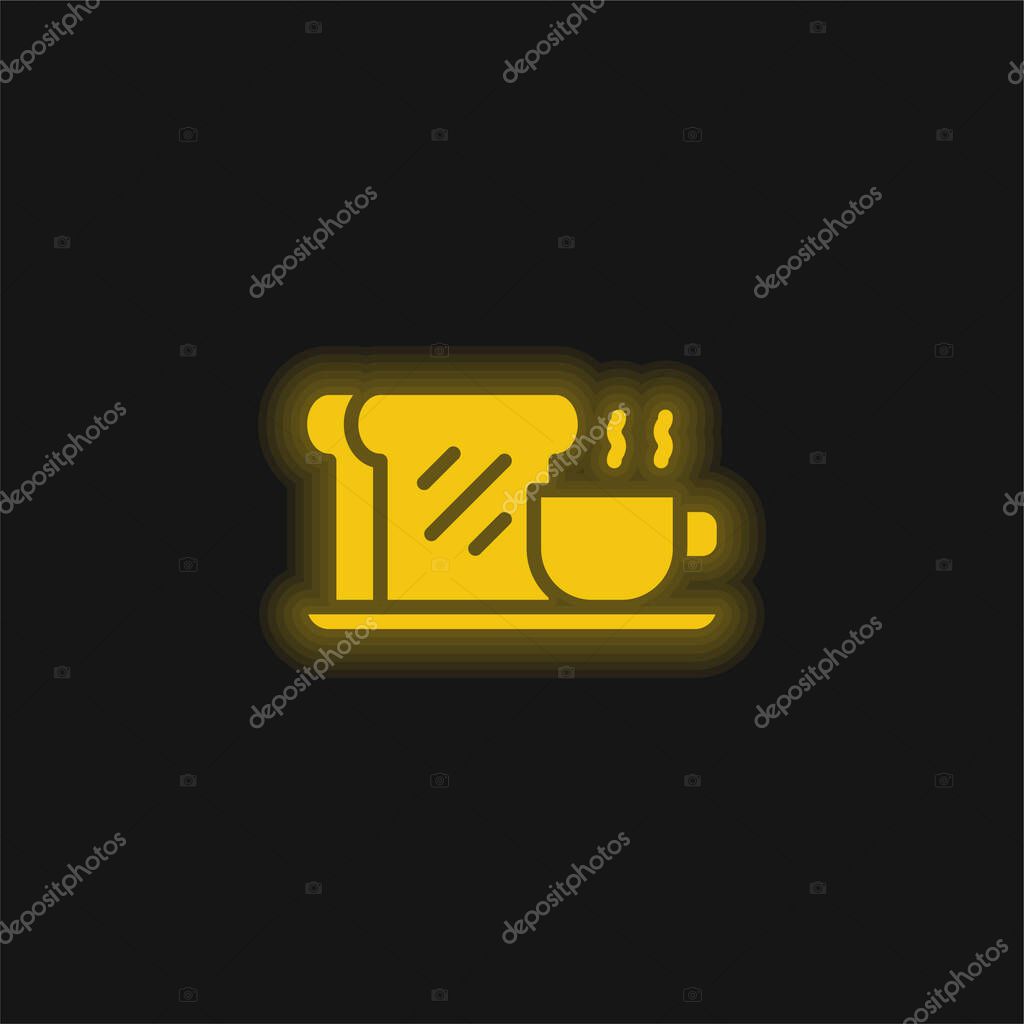 Breakfast yellow glowing neon icon