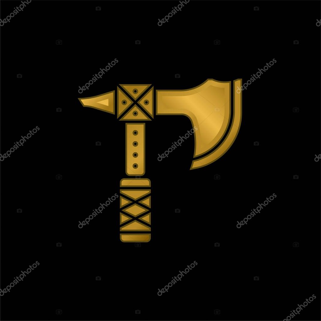 Axe gold plated metalic icon or logo vector