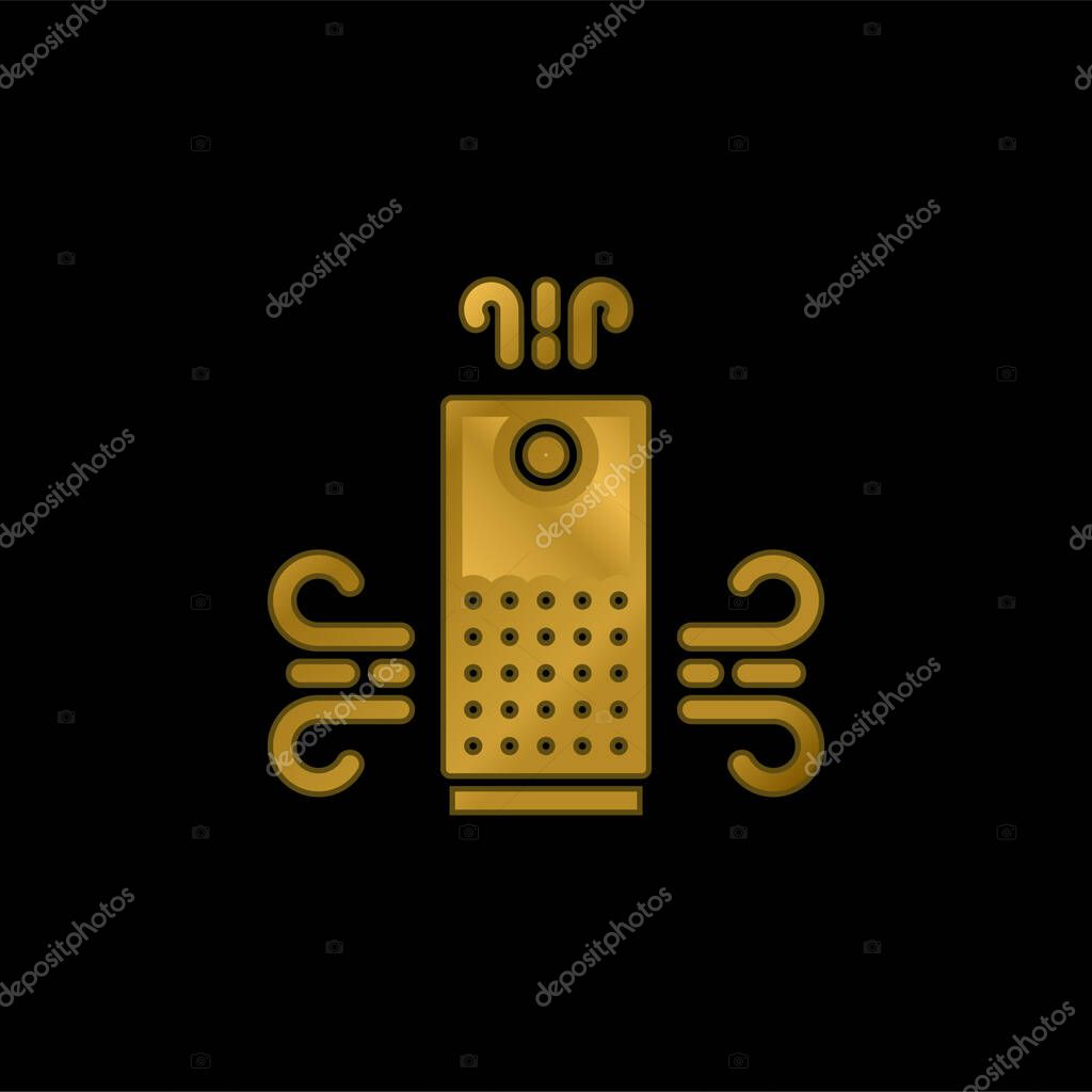 Air Purifier gold plated metalic icon or logo vector