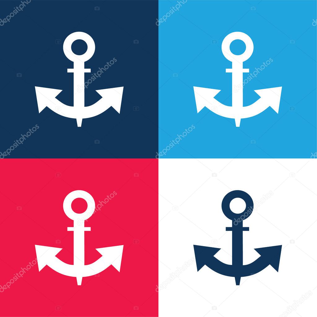 Boat Anchor blue and red four color minimal icon set