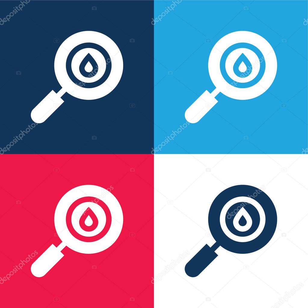 Blood Test blue and red four color minimal icon set