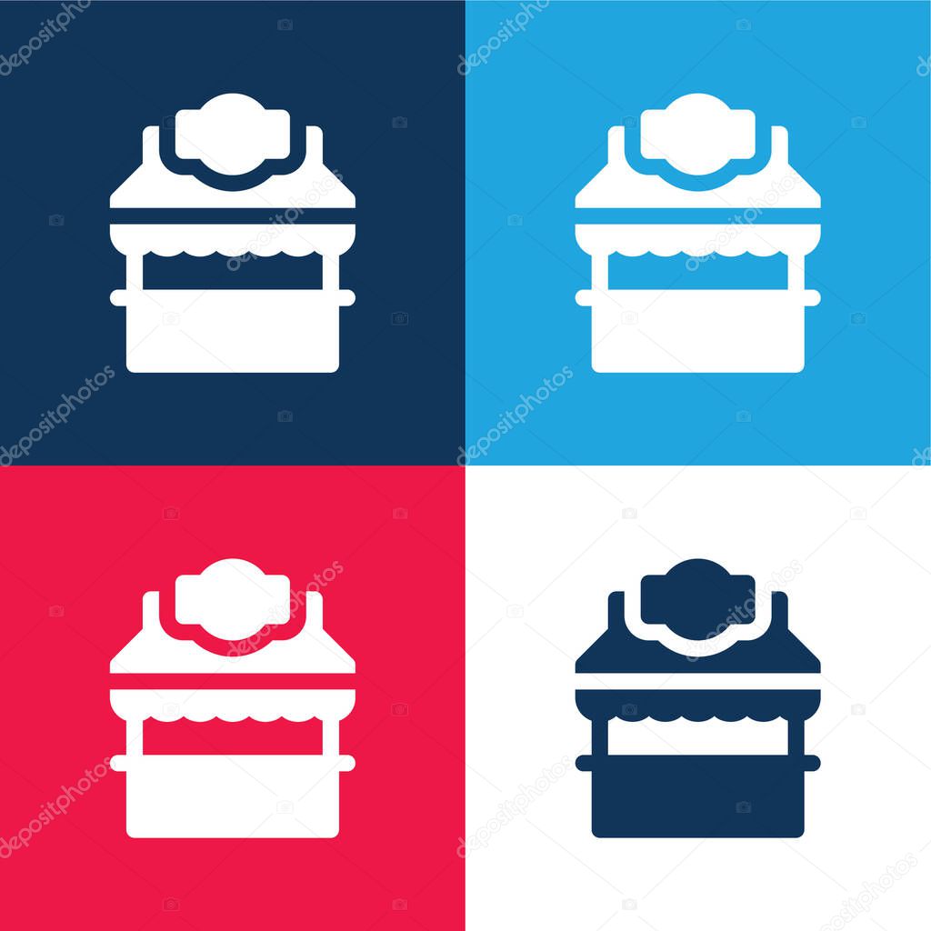 Booth blue and red four color minimal icon set