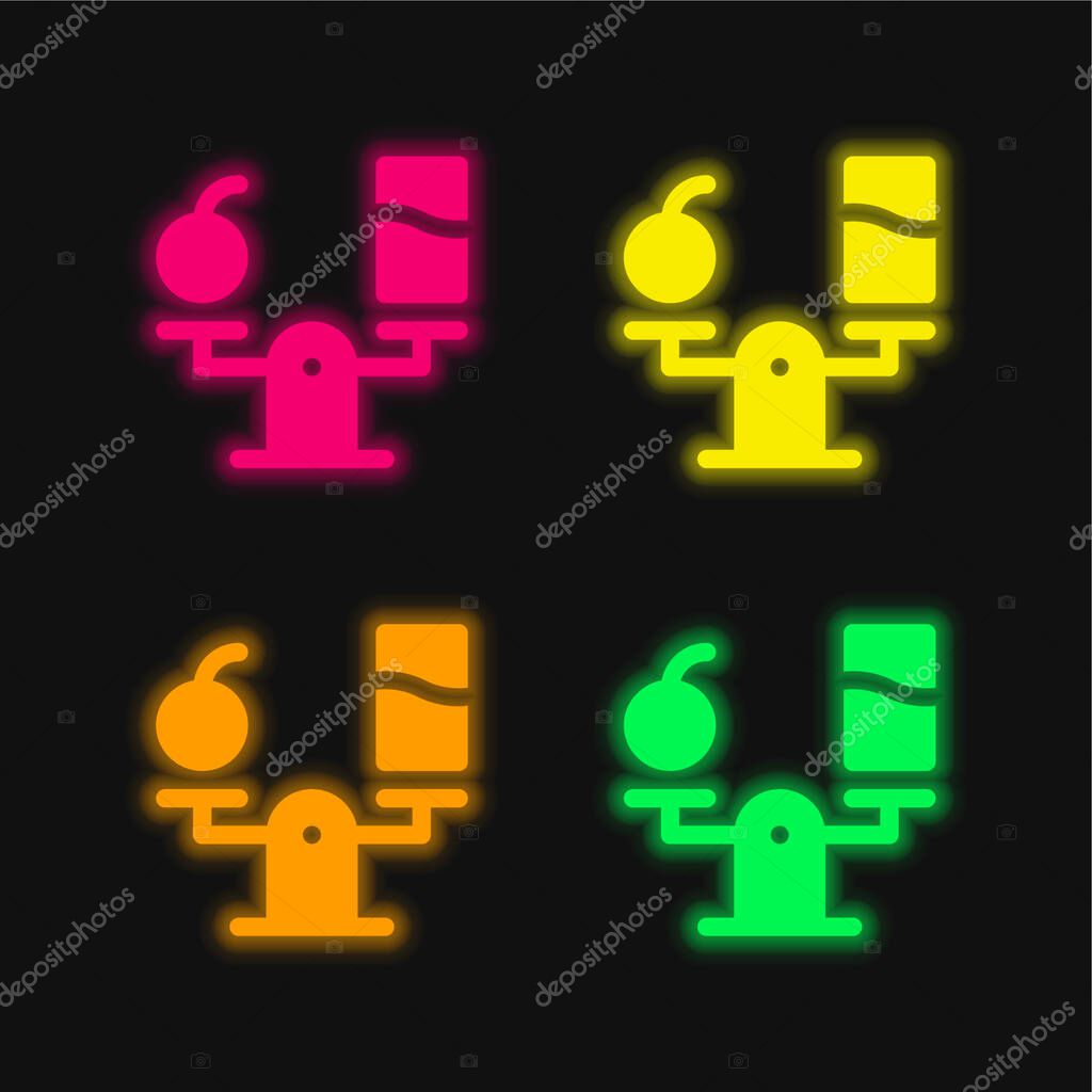 Balanced Diet four color glowing neon vector icon