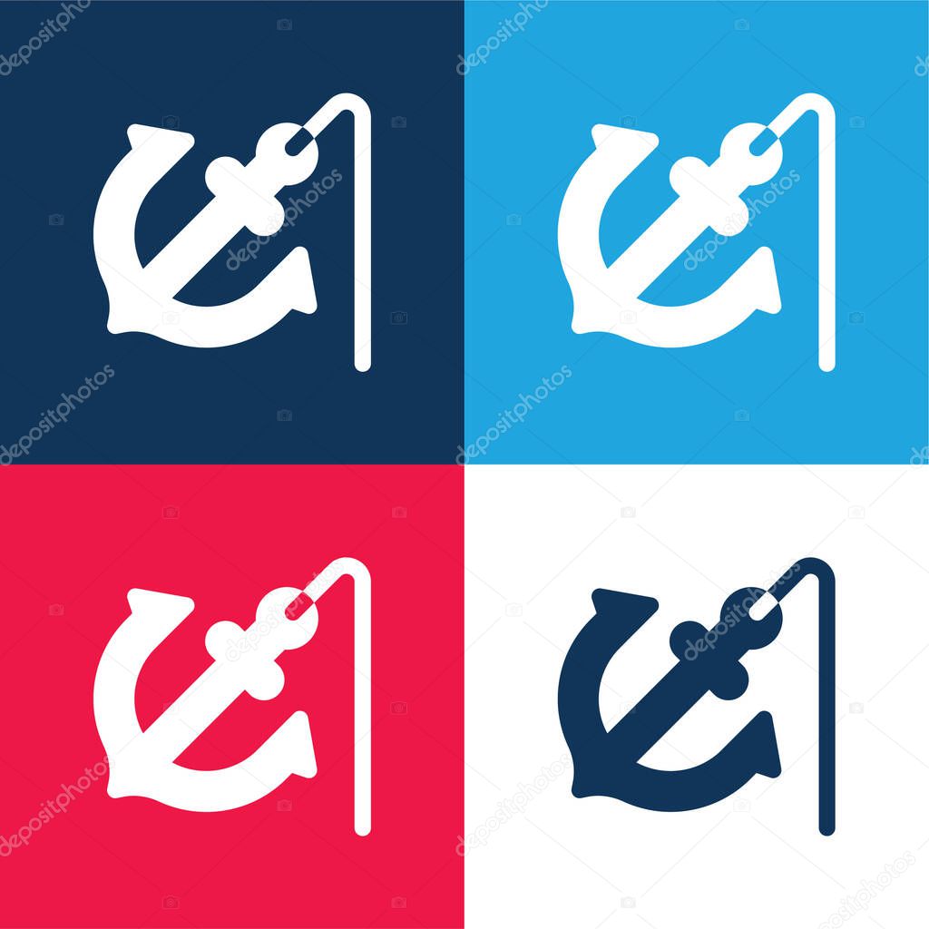 Anchor blue and red four color minimal icon set