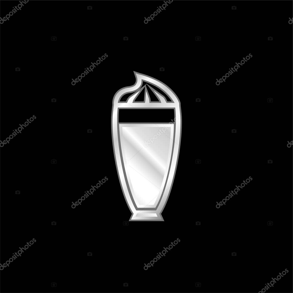Big Full Drink Glass From Side View silver plated metallic icon