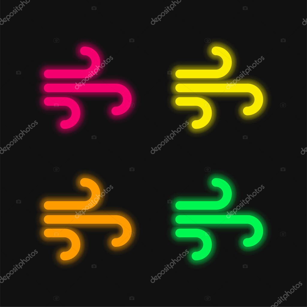 Air Element four color glowing neon vector icon