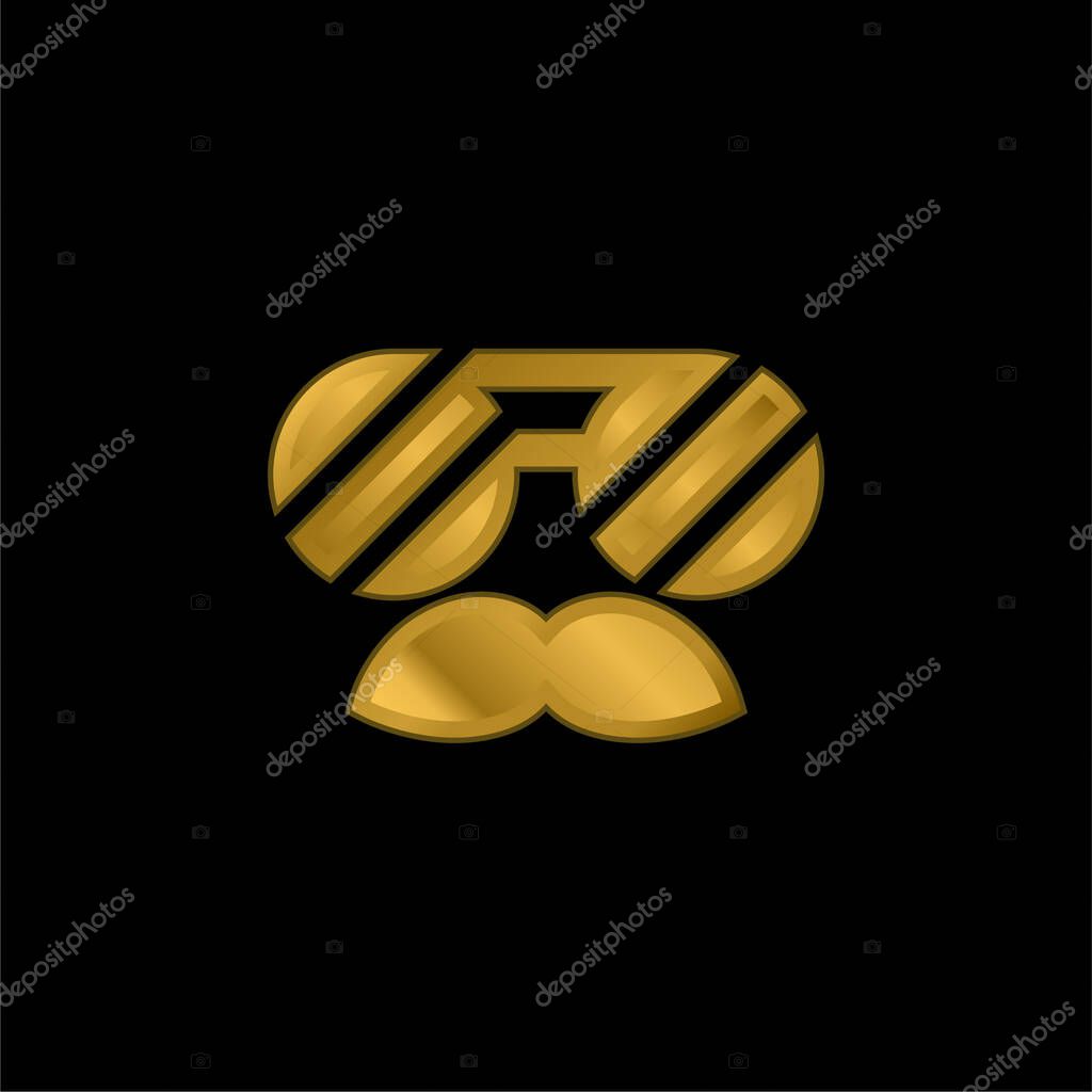 Beard gold plated metalic icon or logo vector