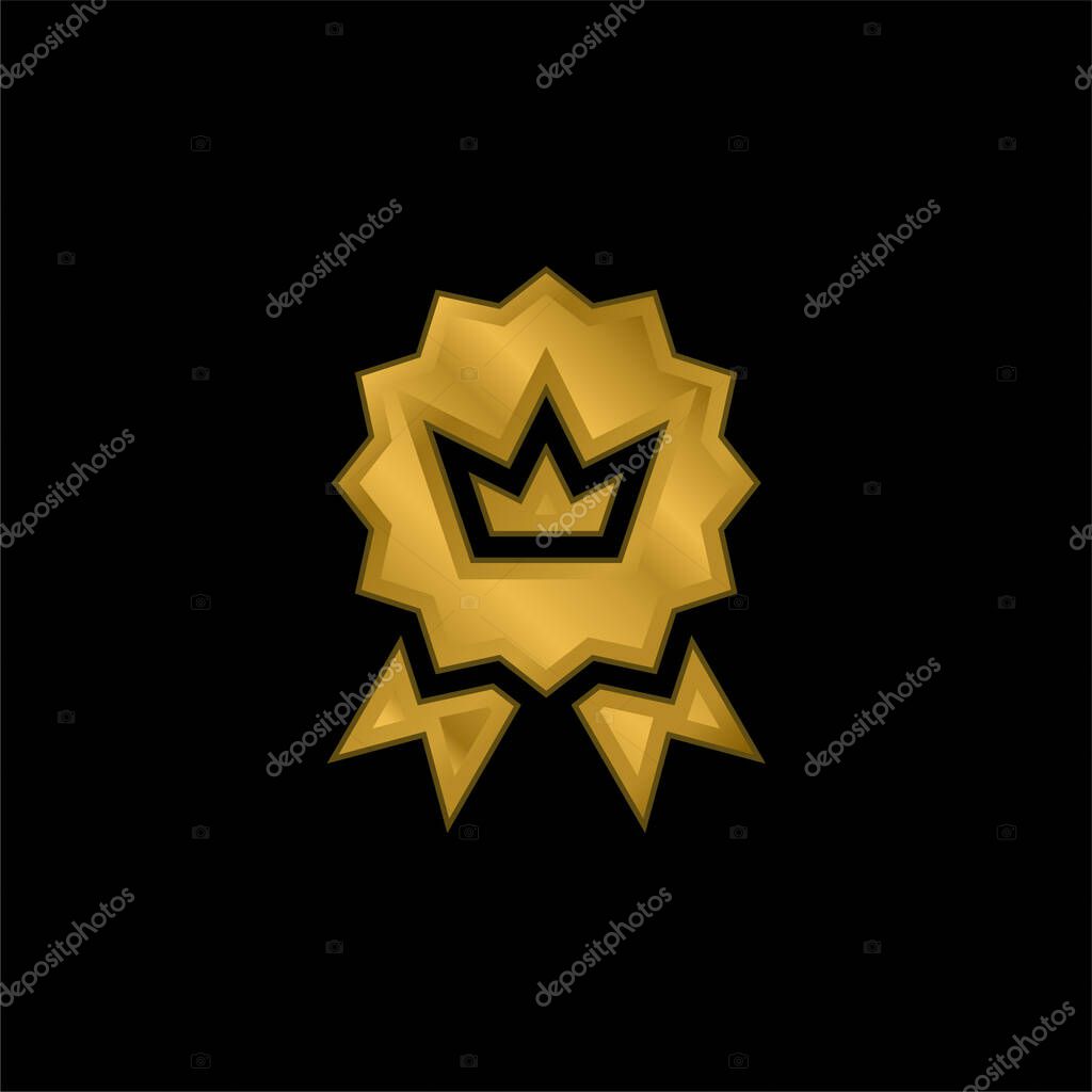 Award gold plated metalic icon or logo vector