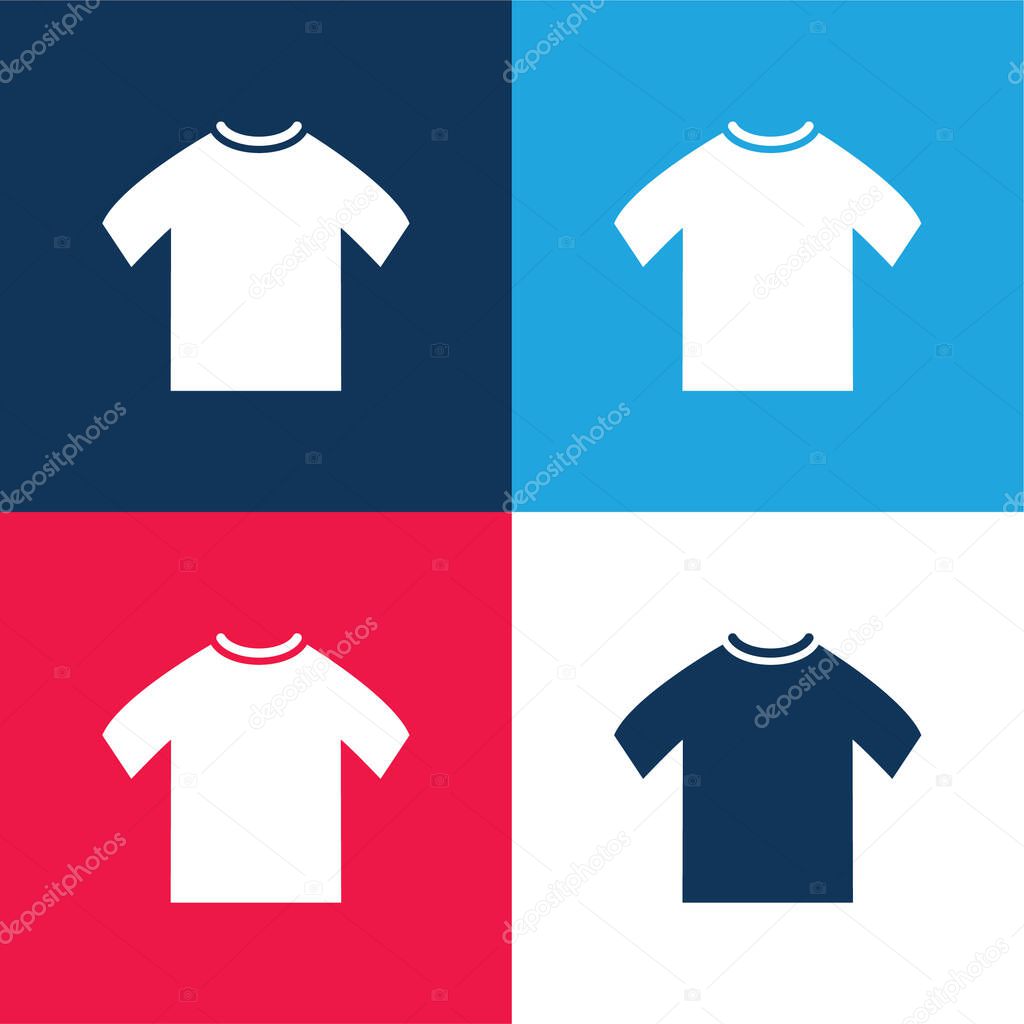 Black Male T Shirt blue and red four color minimal icon set