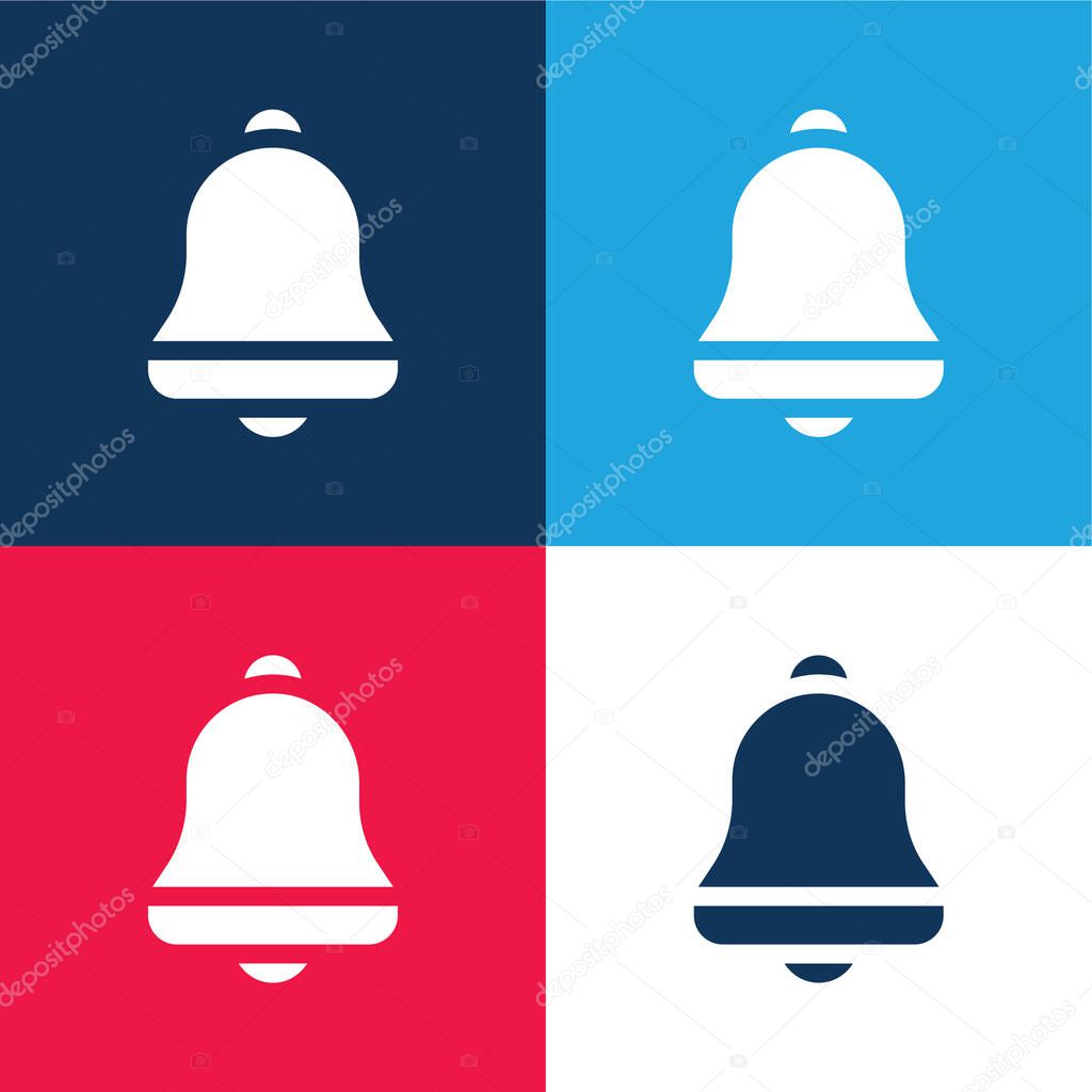 Bell blue and red four color minimal icon set