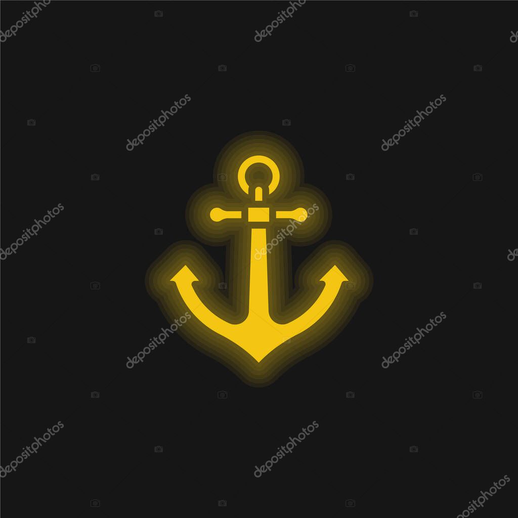 Anchor yellow glowing neon icon