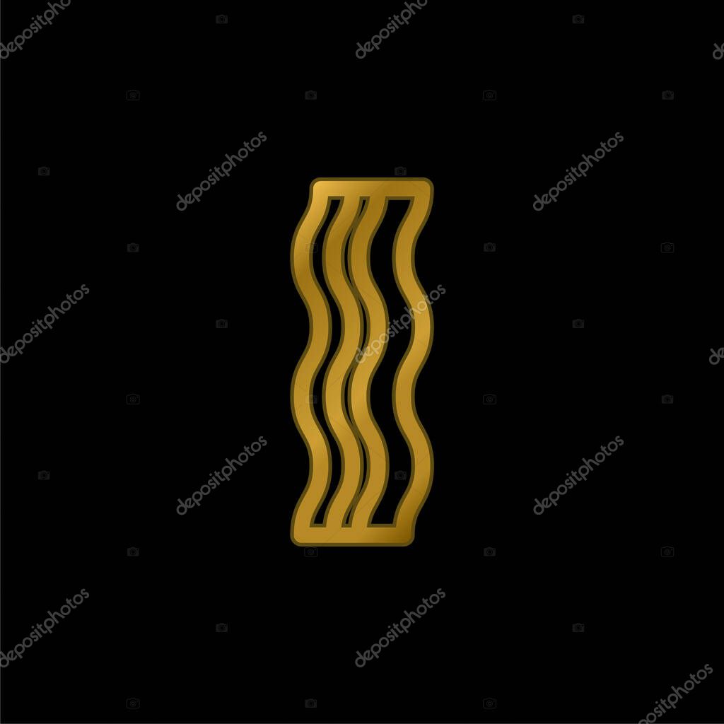 Bacon Strip gold plated metalic icon or logo vector