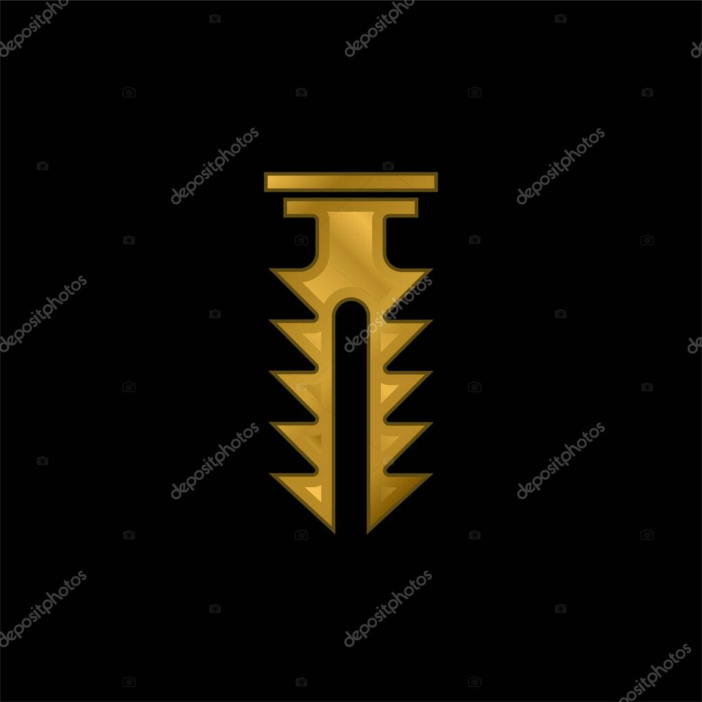 Anchor gold plated metalic icon or logo vector