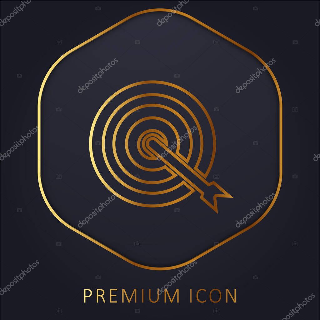 Arrow Shoot On Target Center golden line premium logo or icon