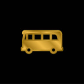 Airport Bus gold plated metalic icon or logo vector