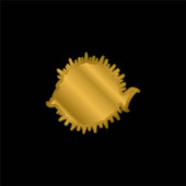 Balloonfish Side Shape gold plated metalic icon or logo vector