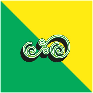 Asymmetrical Floral Design Of Spirals Green and yellow modern 3d vector icon logo clipart