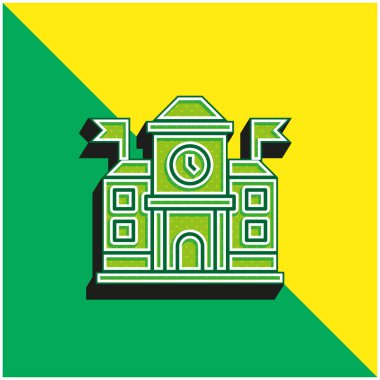 Academy Green and yellow modern 3d vector icon logo clipart