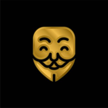 Anonymous gold plated metalic icon or logo vector clipart