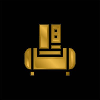 Hava Kompresörü altın kaplama metalik simge veya logo vektörü