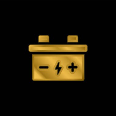 Pil altın kaplamalı metalik simge veya logo vektörü