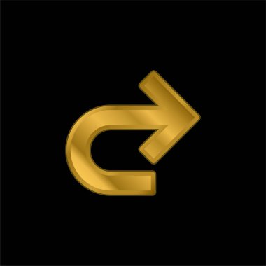 Ok Sağ Eğri altın kaplama metalik simge veya logo vektörü