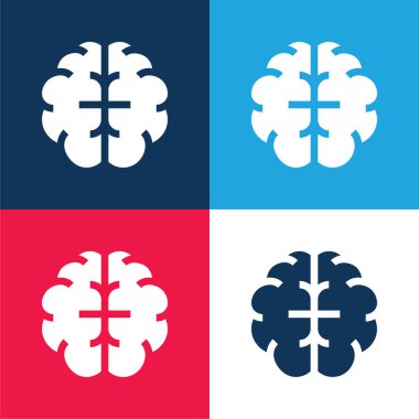 Beyin mavisi ve kırmızı dört renk minimal simge kümesi