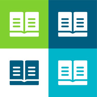 Kitap Düz 4 renk minimal simgesi seti