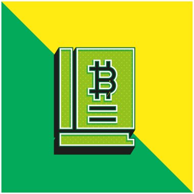 Bitcoin Yeşil ve Sarı modern 3d vektör simgesi logosu