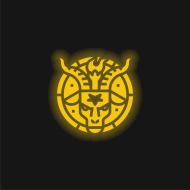 Baphomet sarı parlak neon simgesi