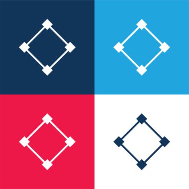 Soyut mavi ve kırmızı dört renk en küçük simge kümesi