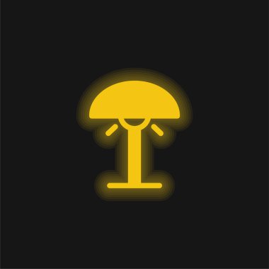 Yatak başı lambası sarı parlak neon simgesi