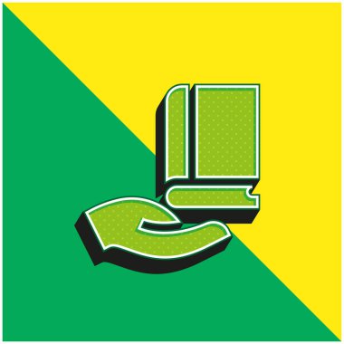 Kitap Yeşil ve Sarı Modern 3D vektör simgesi logosu