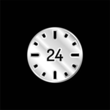 24 Saat Gümüş Kaplama Metalik Simge
