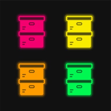 Parlayan dört renk neon vektör simgesini kutular
