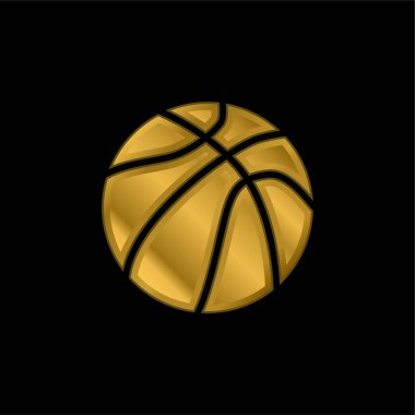 Basketbol topu altın kaplama metalik ikon veya logo vektörü