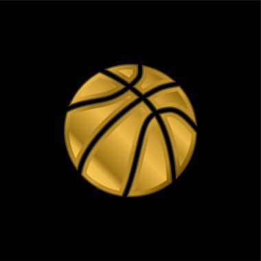 Ball Of Basketball gold plated metalic icon or logo vector clipart