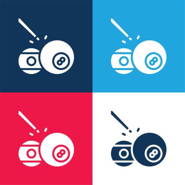 Top havuzu mavi ve kırmızı dört renk minimal simge kümesi